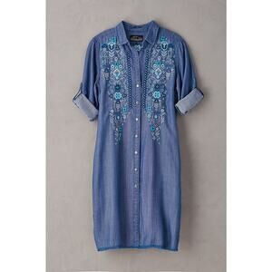 NWT Overland Carley Indigo Tencel Embroidered Dress (S)